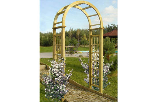 Round Top Arch Pergola - Heavy Duty Timber with Trellis Included