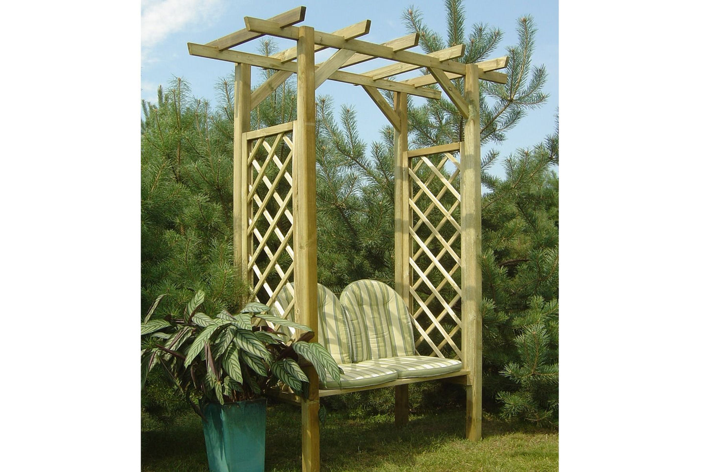 Straight Pergola with seating - complete with seating