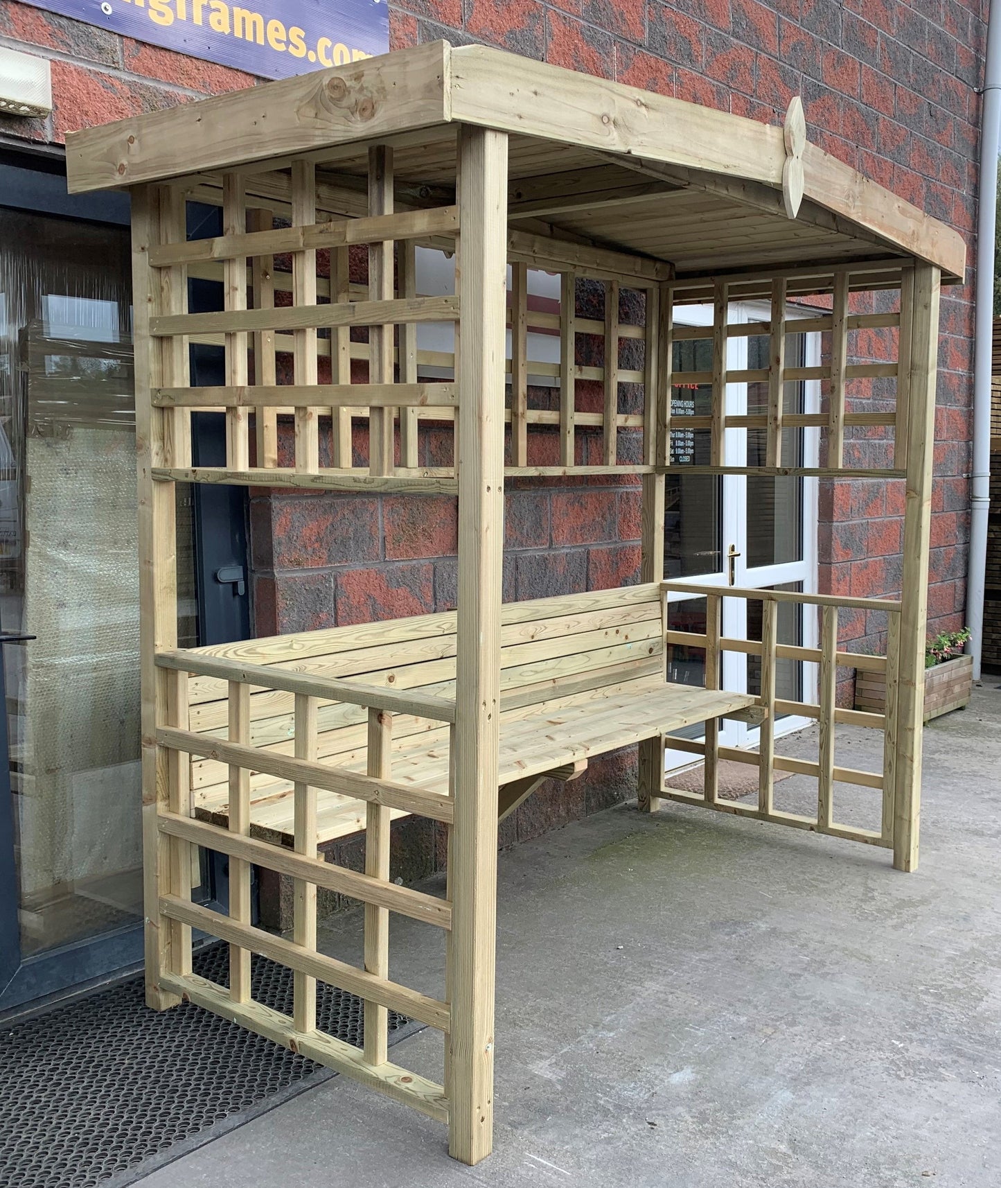 Wooden Arbour Pergola With Seating